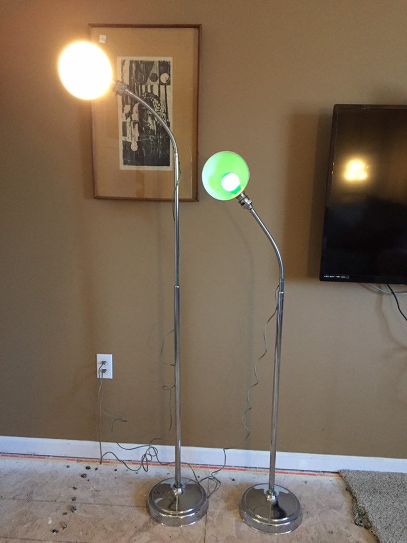 Chrome Height Adjustable Gooseneck Floor Lamp Medical Industrial