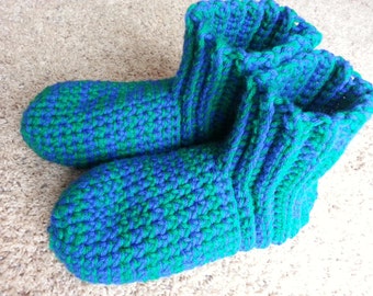 Slipper socks double thickness made to fit  the whole family.  They are double thickness for extra warmth.