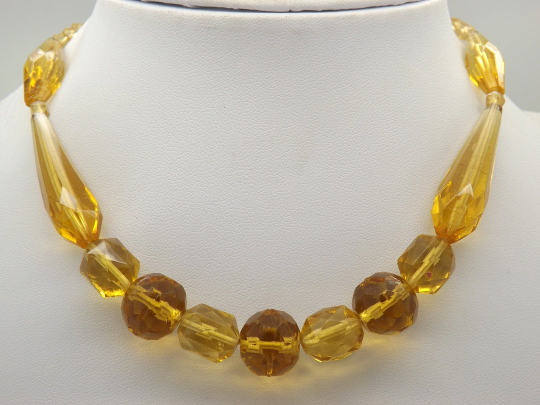 A Fine Early Period Yellow Crystal Bead Vintage Jewelry Etsy