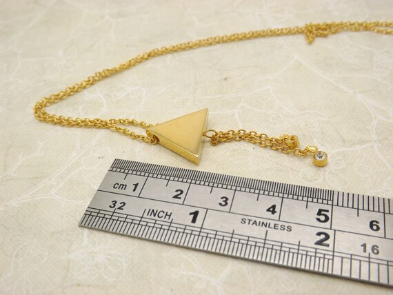 A Lovely Triangular Design Costume Jewelry Pendant and Chain Made in Gold Plated Metal and Set With Sparkly Round Faceted Clear White Stones Etsy UK