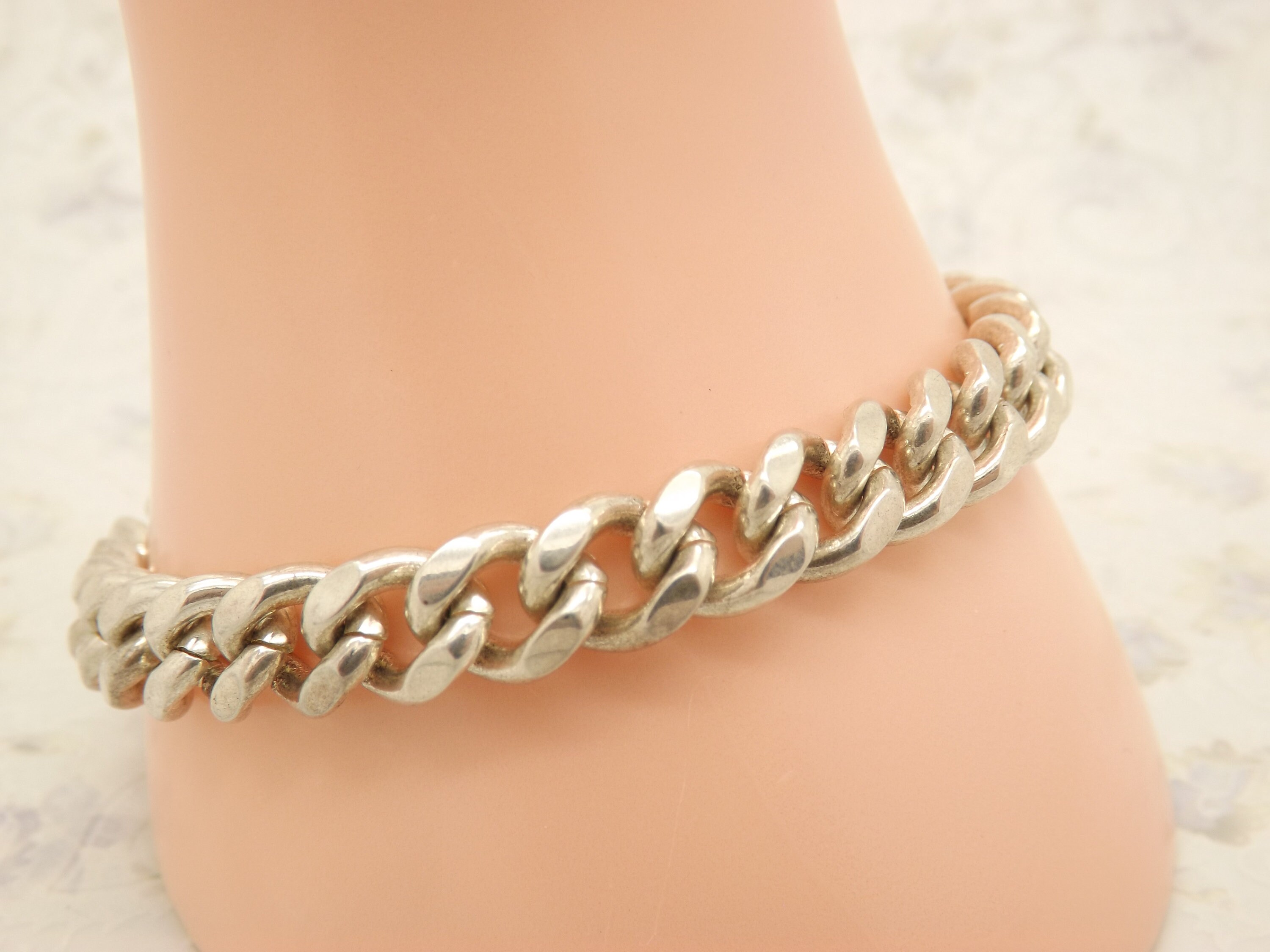 Bracelet Gourmette Argent Massif Vintage - Superbe Pièce Ancienne