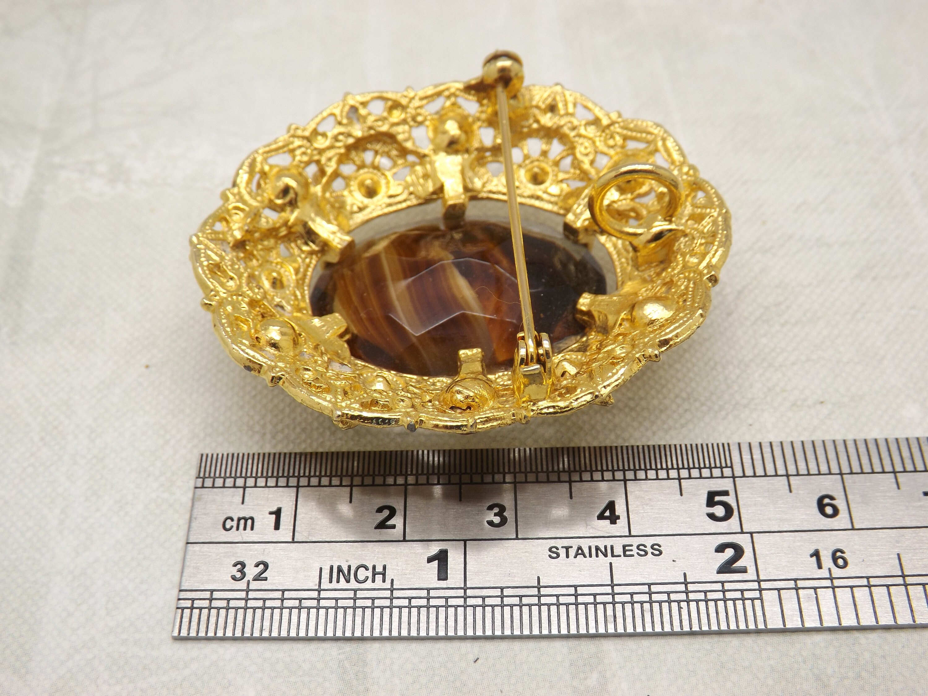 Broche Ancienne Lavallière Or Vintage Grande Et Rare - État Impeccable - Modèle 4447