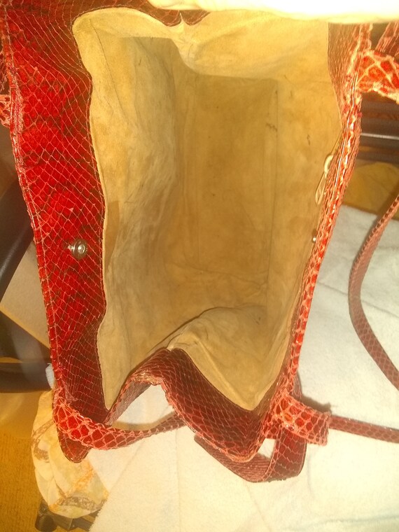 Vintage Red Python Tote with suede Lining - image 4