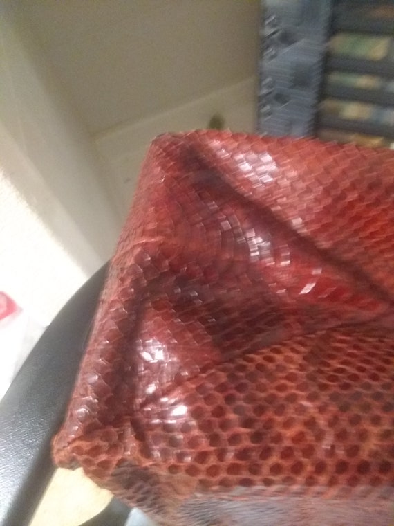 Vintage Red Python Tote with suede Lining - image 6