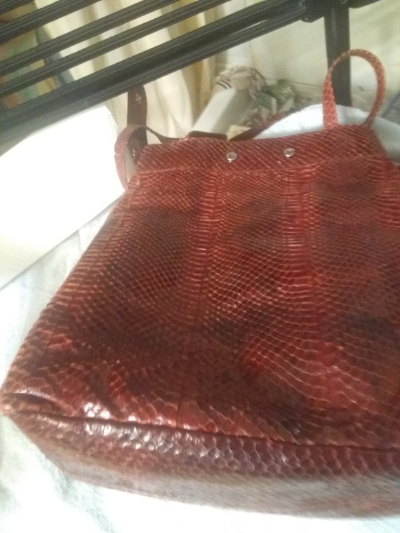 Vintage Red Python Tote with suede Lining - image 8