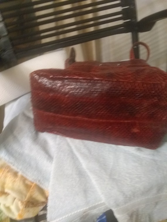 Vintage Red Python Tote with suede Lining - image 7