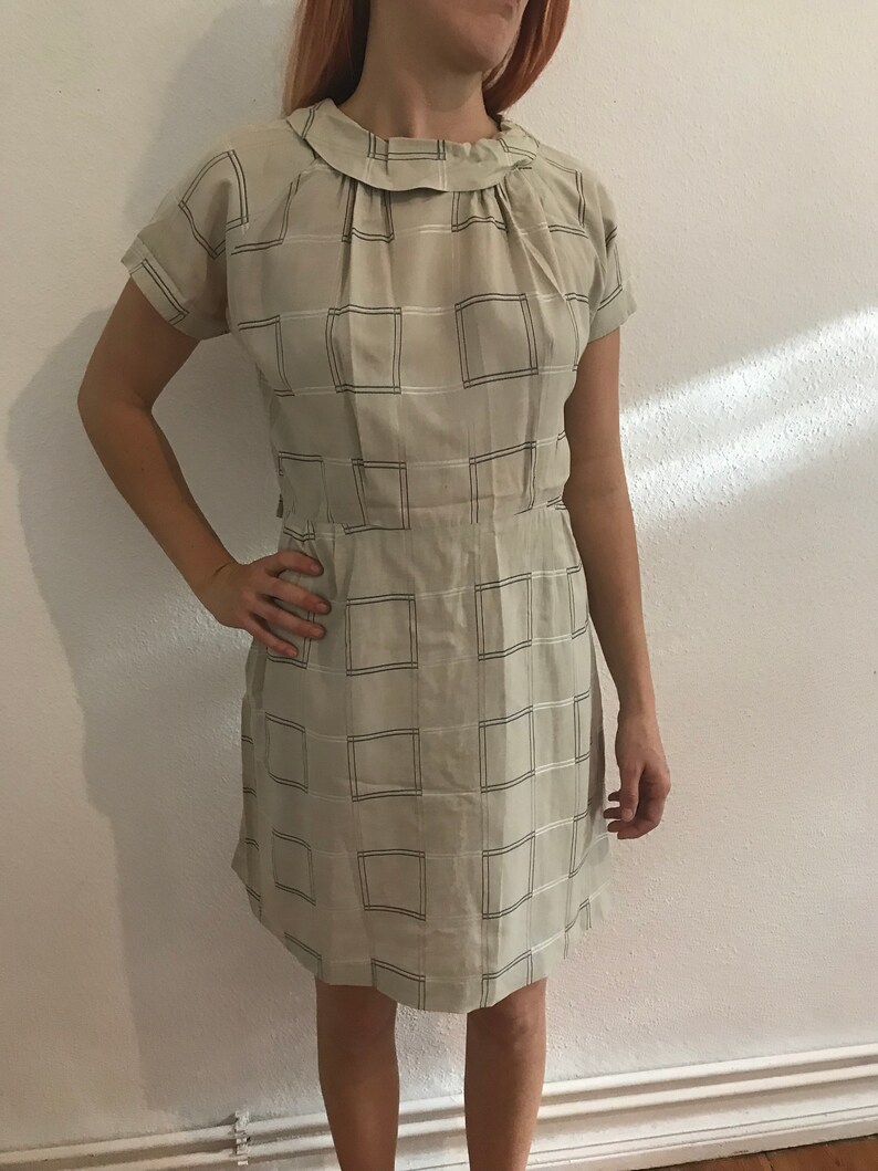 beige graues 50er 60er jahre kleid