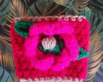 Boho Blumen Tasse cosy- Tasse Sleeve- Kaltgetränk Sleeve- Tasse cosy- floral- Anleitung PDF- einfach häkeln