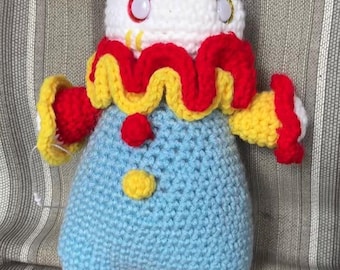 Handmade Crochet Custom Clown Plush Doll