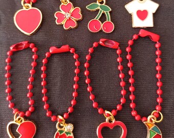 Red Ball Chain Necklace with Pendant-for 11.5" dolls