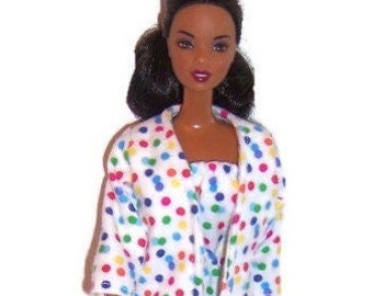 Dotted Flannel Robe & Gown-fits 11.5"dolls