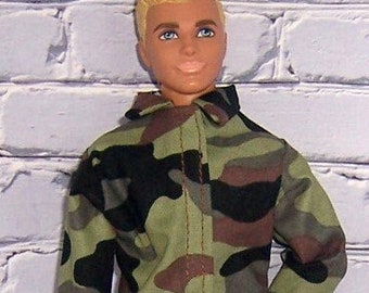 Woodsy Camo Shirt & Pants-fits 12" dolls.