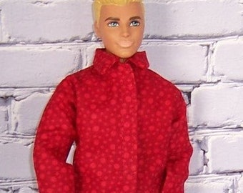 Red Circle Print Shirt & Gray Pants-will fit 12" dolls.