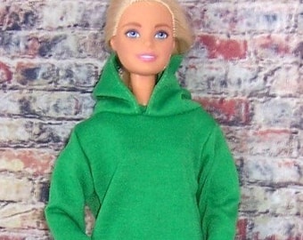 Green Hoodie-fits dolls like Barbie