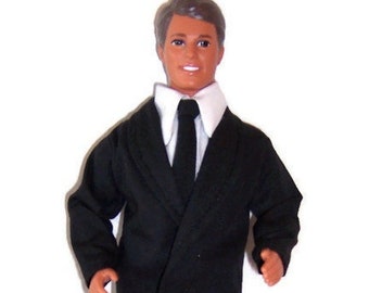 Black Jacket,Pants & Tie -White Shirt-fits 12" dolls.