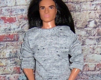 Heather Gray Knit Shirt-will fit 12" dolls.