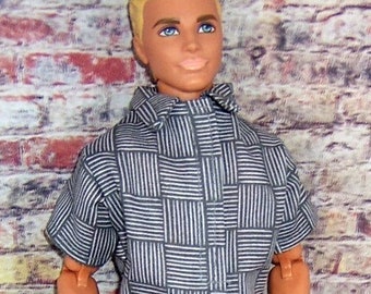 Gray Basketweave Shirt & Gray Pants-fits 12" dolls.