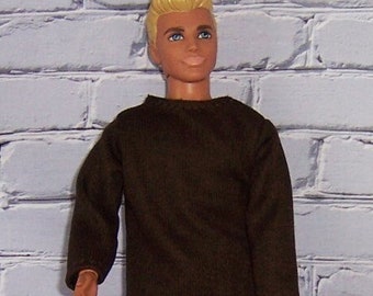 Dark Brown Thermal Knit Shirt-will fit 12" dolls.