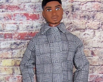 Gray Basketweave Shirt & Gray Pants-will fit 12" dolls.