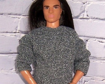 Black/Gray Knit Shirt-fits dolls like Ken