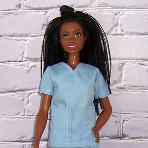 Light Blue Two Pocket Scrub Set-will fit 11.5"dolls