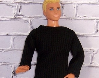 Black Thermal Knit Shirt-fits dolls like Ken