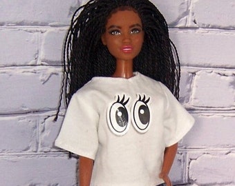 LOOK Print T-shirt  & Dark Navy Printed Pants-fits 11.5"dolls