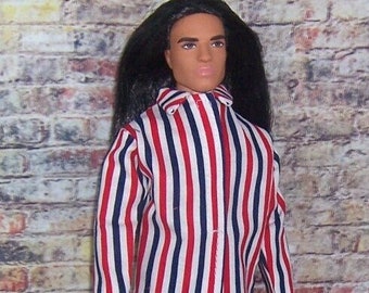 RWB Striped Shirt & Navy Pants-will fit 12" dolls.