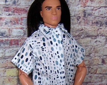 Navy Splash Dots Shirt & Denim Shorts-fits 12" dolls.