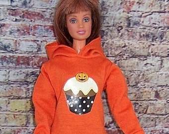 Orange Cupcake Print Hoodie-fits dolls like Barbie