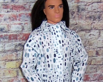 Navy Dot/Splash Print Shirt & Navy Pants-will fit 12" dolls.