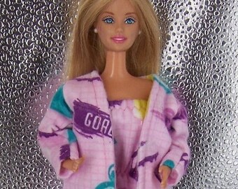 Soccer Print Flannel Robe & Gown-fits 11.5"dolls