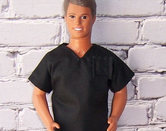 Black Scrubs-fits dolls like Ken