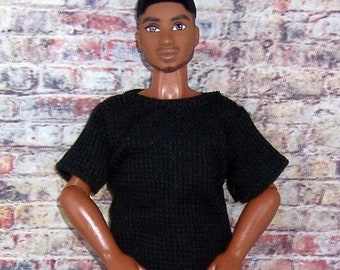 Black Knit Shirt & Camo Pants-fits 12" dolls.