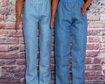 2pk (Medium,Light)-Lightweight Denim Jeans-will fit 11.5" dolls