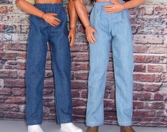 2pk.(Light,Medium)-Lightweight Denim Jeans-fit dolls 12" like Ken