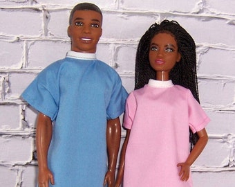 His & Hers Hospital Gowns-fits dolls like Ken/Barbie