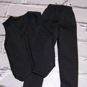 Black Vest & Pants-fits 12&quot; dolls.