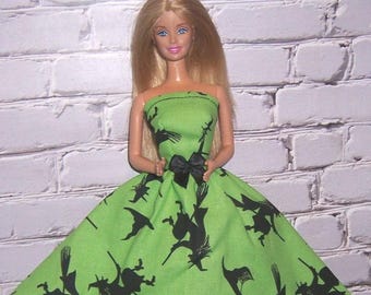 Flying Witch Print Strapless Dress-will fit 11.5" dolls
