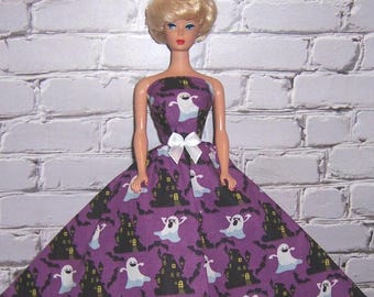 Haunted House/Ghost Print Strapless Dress-will fit 11.5" dolls
