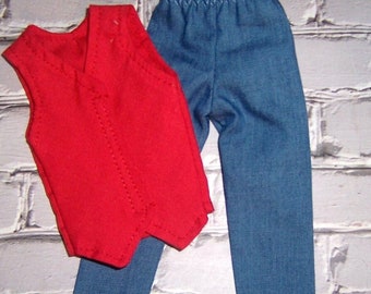 Red Vest & Denim Jeans-fits dolls like Ken