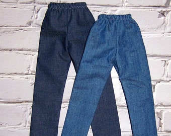 2pk (Med,Dark)-Lightweight Denim Jeans--fit 12" dolls like Ken