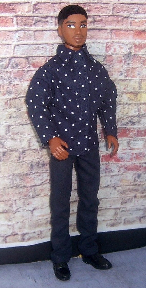 Dark Navy/wht Polka Dot Shirt Navy Pants-will Fit 12