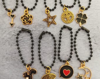 Black Ball Chain Necklace with Pendant-for 11.5" dolls