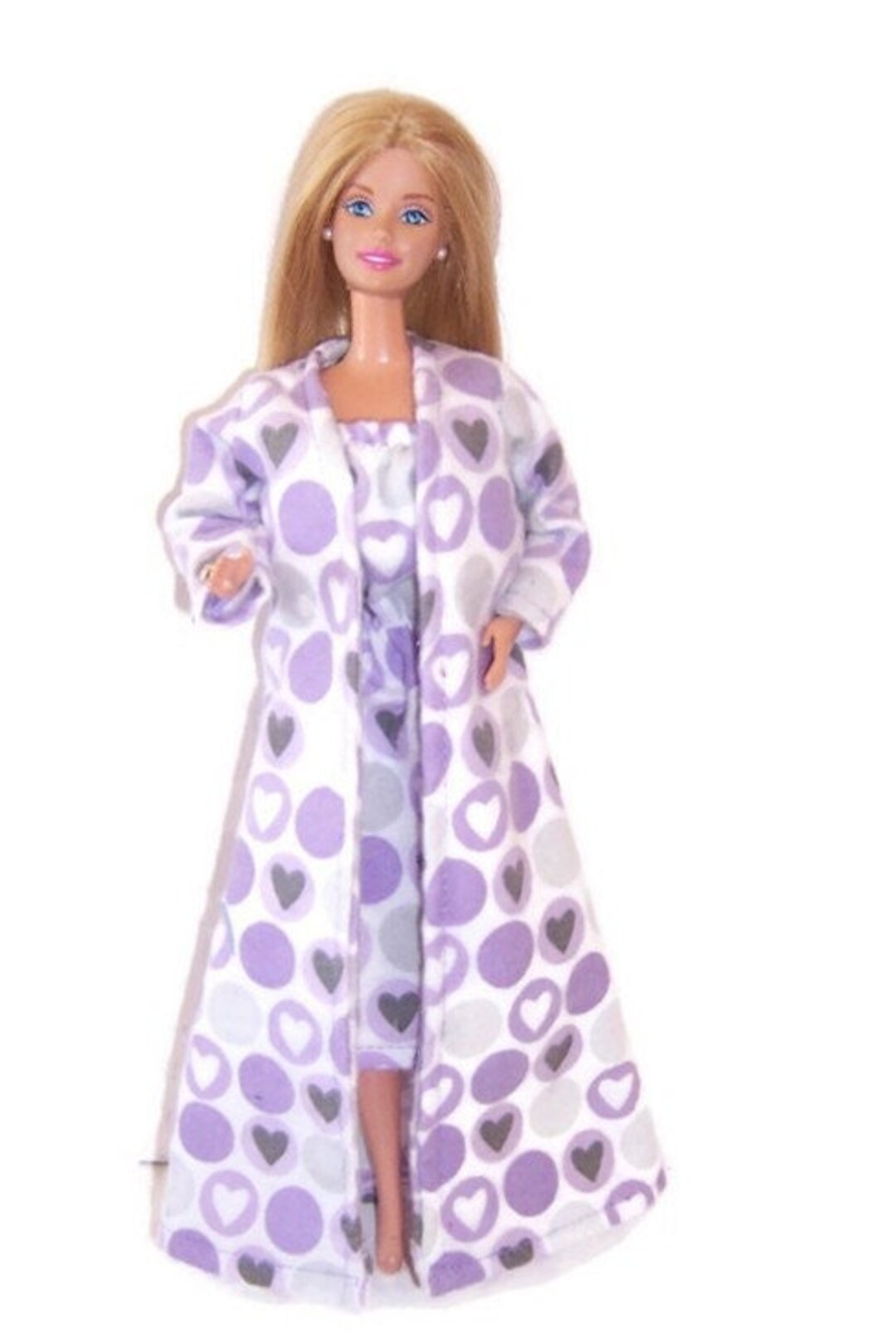 Lavender Heart Print Robe & Gownfits Dolls Like Barbie Etsy