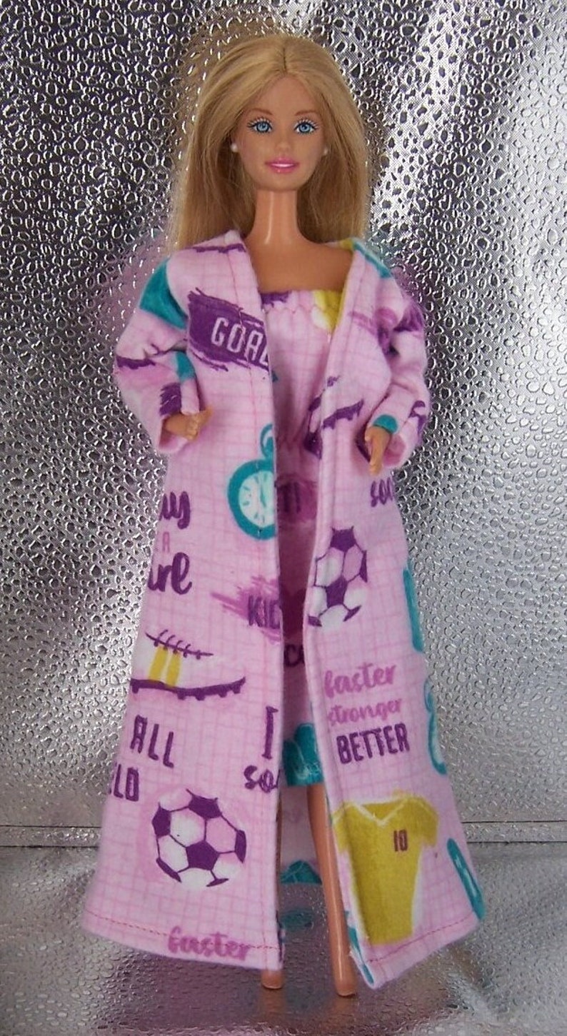 Soccer Print Flannel Robe & Gown-fits 11.5dolls image 1