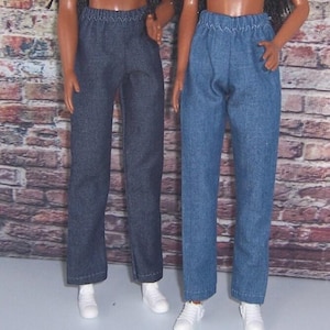 2pk (Med,Dark)-Lightweight Denim Jeans-will fit 11.5&quot; girl dolls