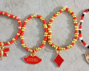 Red Ball Chain Necklace & Pendant-for 11.5" dolls