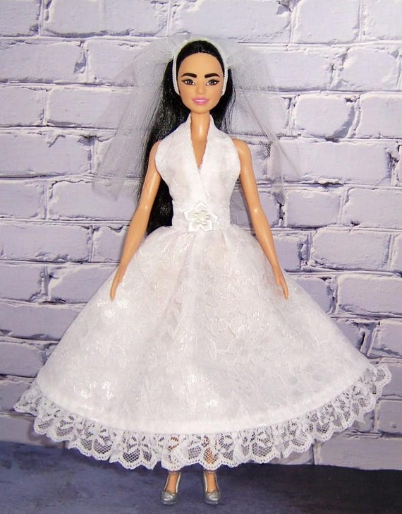 barbie clothes wedding dress Barbie Wedding Ball Gown L / White / Satin
