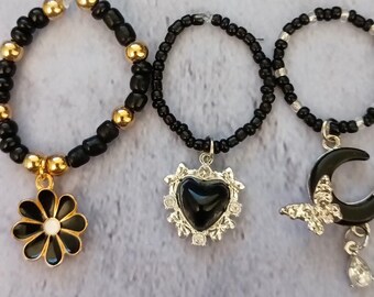 Black Beaded Necklace with Pendant-for 11.5" dolls
